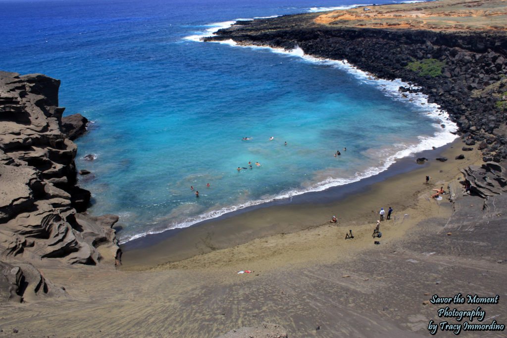 Looking down at the Green Sand Beach