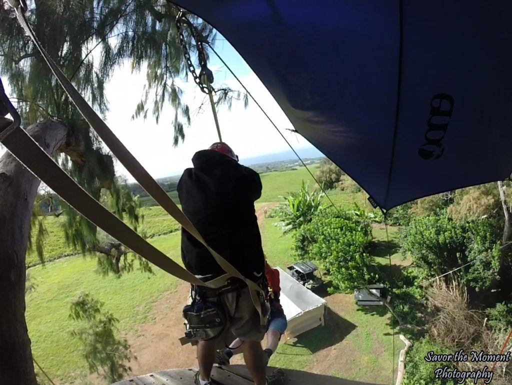 Rappelling to the Ground at Kohala Zipline