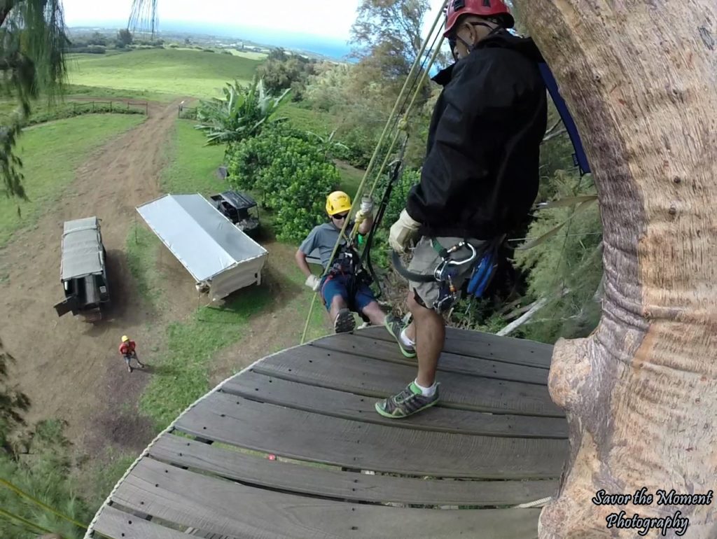 Rappelling to the Ground at Kohala Zipline