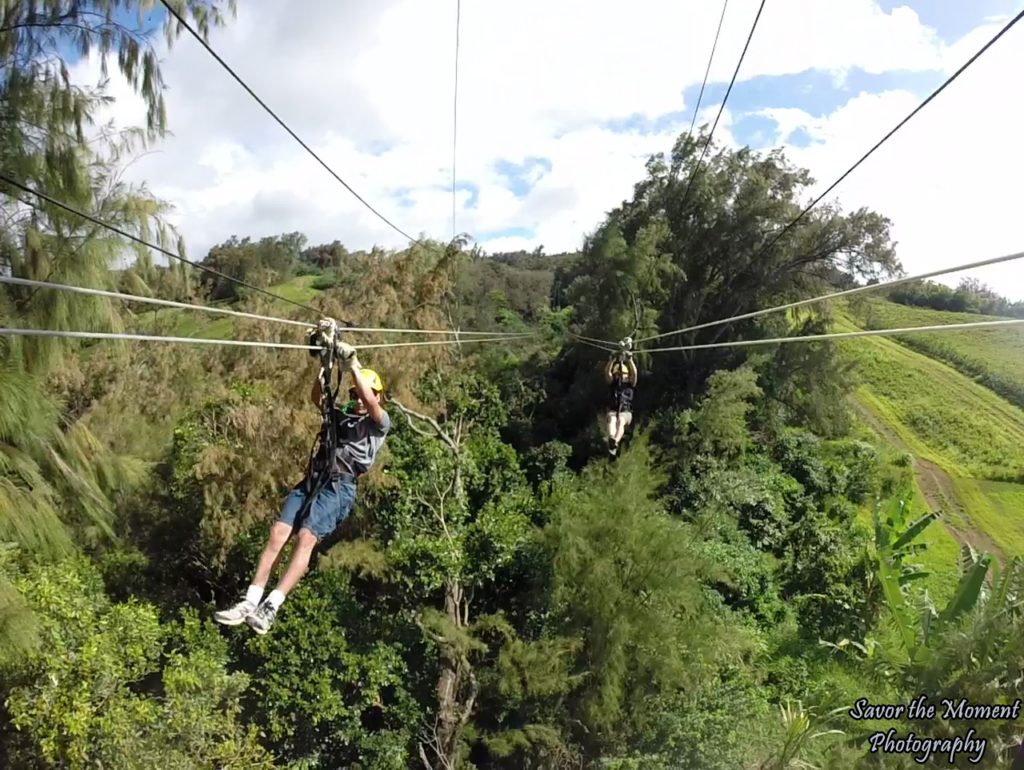 Siblings Racing at Kohala Zipline