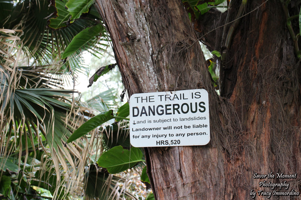 Warning sign near the trail to the Red Sand Beach, Maui